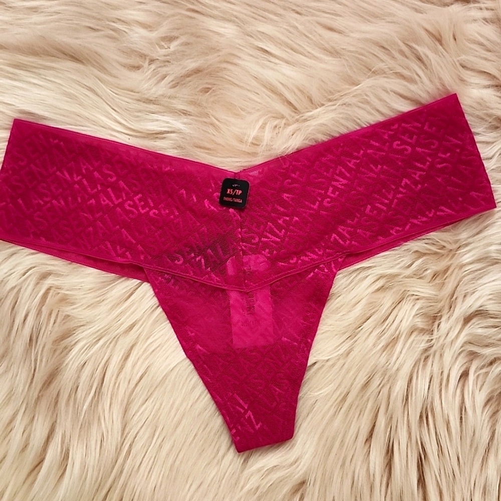 Brand New LA SENZA MESH SIGNATURE LOGO WIDE-WAISTBAND THONG-XS